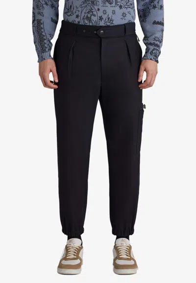 Etro Casual Pants In Virgin Wool In Navy