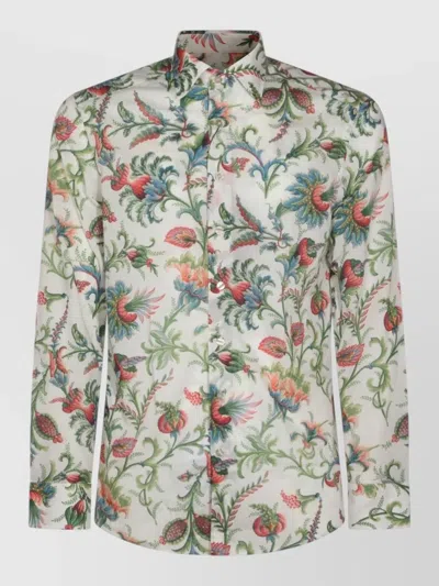 Etro Casual Shirt Button Down Collar Floral Pattern In Multi