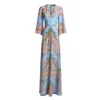 Etro Multicolor Long Dress With All-over Paisley Print And V-neck In Silk Woman
