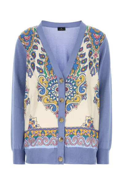 ETRO CARDIGAN IN MISTO COTONE CERULEO  DONNA