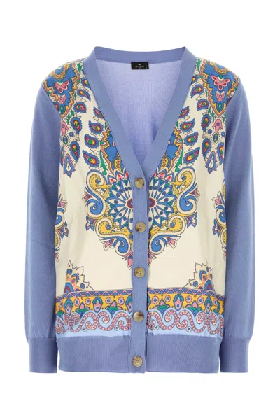 ETRO CERULEAN BLUE COTTON BLEND CARDIGAN