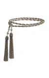 Etro Chain Belt With Metal Tassels In Metallic