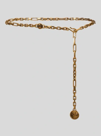 Etro Pegaso Coins Chain Belt In Gold