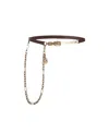 Shop Etro Leather Belt With Chain And Medallion In Brown