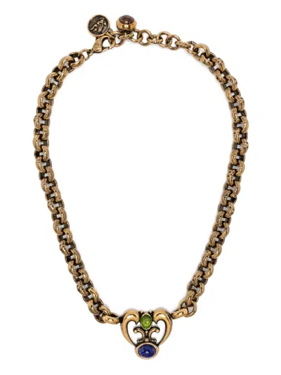 Etro Chain-link Heart-pendant Necklace In Gold