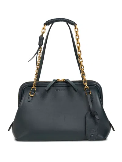 Etro Chain-strap Leather Shoulder Bag In Green