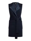 Etro Waist Belt Sleeveless Jacket Front Pockets In Blue
