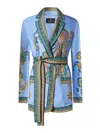 Etro Silk Twill Dressing Gown Jacket Jackets Blue In Blue