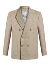 Etro Double Breasted Wool Blazer In Beis