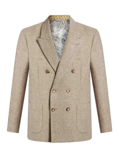 ETRO DOUBLE-BREASTED JACKET WITH PEAK LAPELS