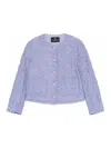 Etro Scalloped Corded Lace Jacket In Blue