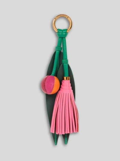 Etro Charm With Tassel And Leaves In Rosa
