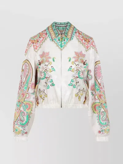 ETRO CHARM PRINT CROPPED BOMBER JACKET