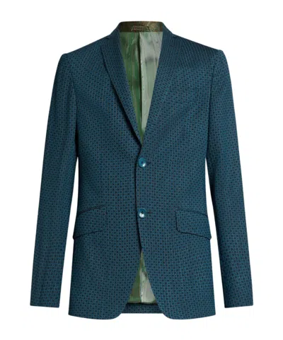 Etro Check Blazer In Green