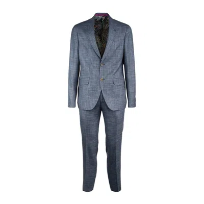 Etro Check Blue Wool Mixed Dress
