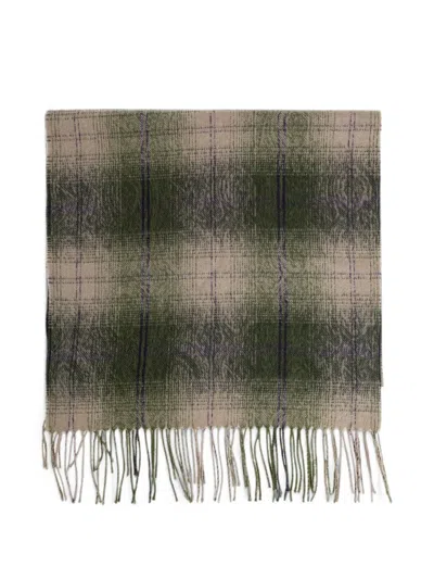 Etro Checked Fringed Scarf In Gray