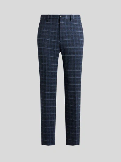 ETRO , CHECK JERSEY TROUSERS, MAN, BLUE, SIZE 52