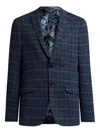 Etro Roma Slim-fit Checked Cotton-blend Blazer In Blue