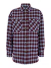 Etro Red And Light Blue Overshirt With Check Motif In Multicolor