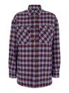 Etro Red And Light Blue Overshirt With Check Motif In Multicolor