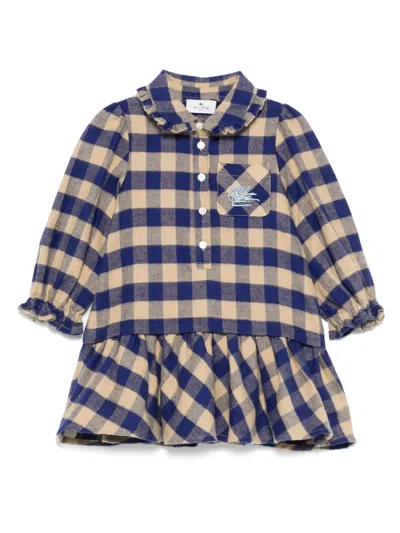 Etro Babies' Check-pattern Dress In Blue
