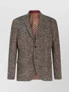 Etro Check Pattern Notch Lapel Jacket With Front Pockets In Brown