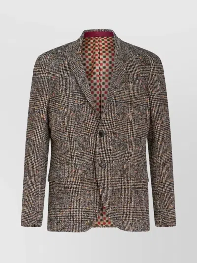 ETRO CHECK PATTERN NOTCH LAPEL JACKET WITH FRONT POCKETS