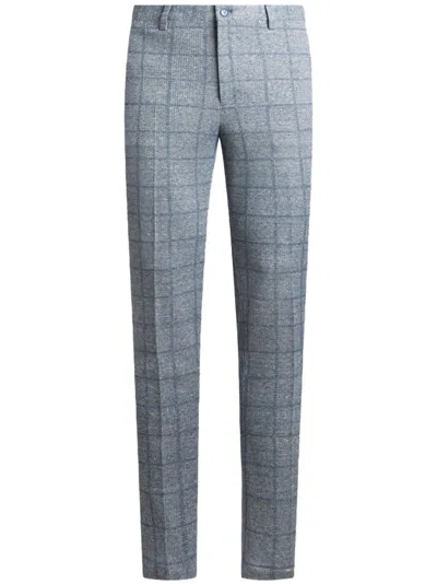 Etro Check-pattern Trousers In Grey