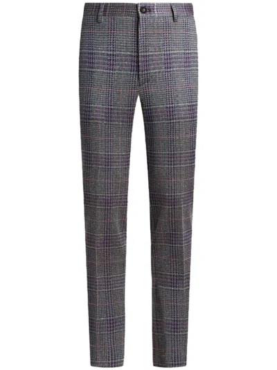 Etro Check-pattern Trousers In Purple