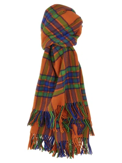 Etro Check Patterned Fringed Scarf In Multicolor