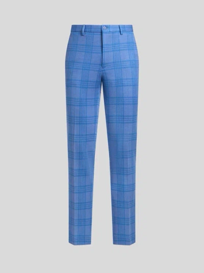 Etro , Check Trousers, Man, Sky Blue, Size 56