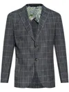 Etro Single-breasted Checked Jacket In Blue
