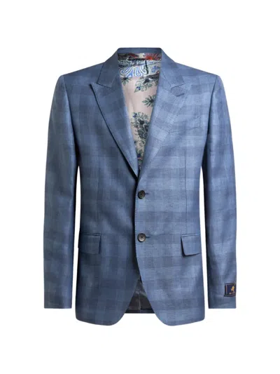 Etro Checked Blazer In Blue