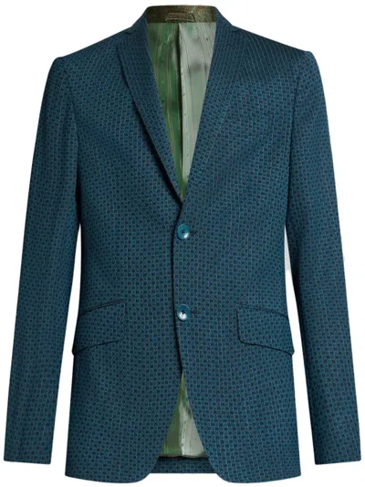 Etro Checked Blazer In Animal Print