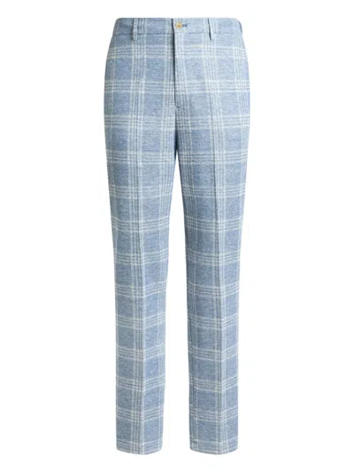 Etro Checked Chino Trousers In Blue