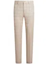 Etro Check Linen-blend Trousers In Neutrals