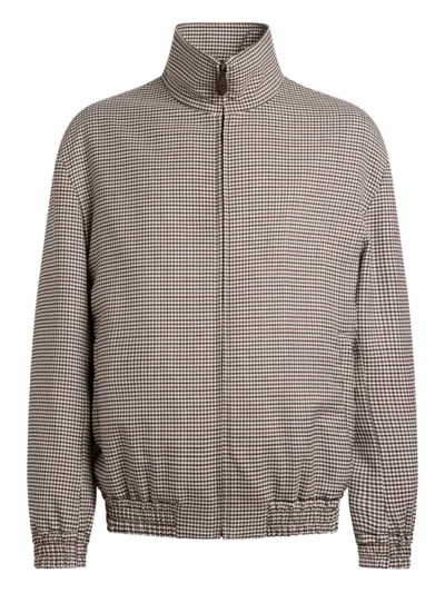 Etro Checked High-neck Bomber Jacket In Brown