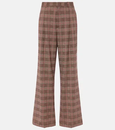 Etro Checked High-rise Wide-leg Trousers In Multicoloured