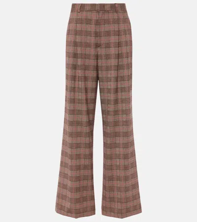 Etro Checked High-rise Wide-leg Pants In Multicoloured