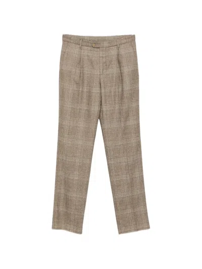 Etro Checked Pleated Trousers In Gray