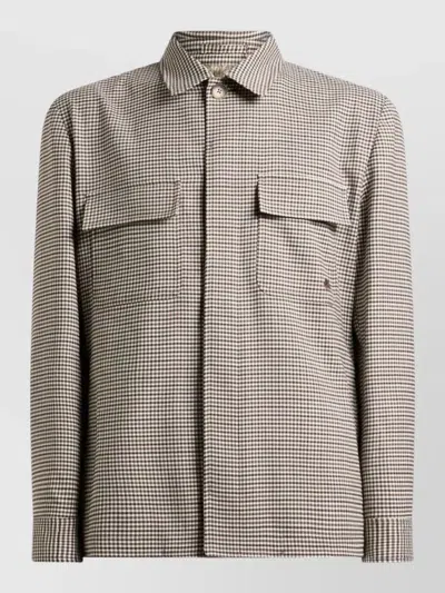 Etro Checked Shirt Jacket Chest Pockets Long Sleeves In Gray