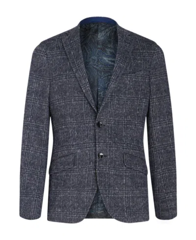 Etro Checked Single-breasted Blazer In Blue