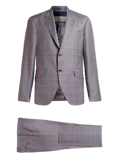 Etro Checked Single-breasted Suit In Purple