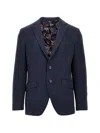 Etro Checked Single-breasted Blazer In Blue