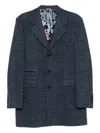 Etro Checked Three-button Jacket In Blue