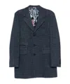 Etro Checked Three-button Jacket In Blue