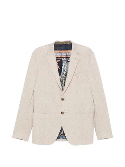 Etro Checked Two-button Blazer In Neutral