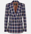 Etro Checked Wool Blazer In Blue