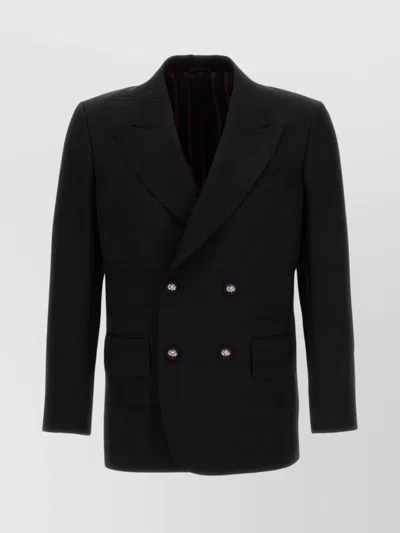 ETRO VIRGIN WOOL CHECKED DOUBLE-BREASTED BLAZER