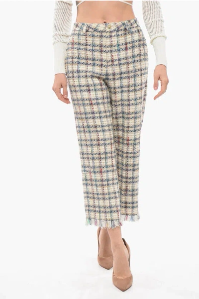 Etro Checkered Straight Fit Pants In Neutral